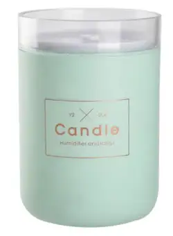 Umidificator Ultrasonic Techstar® Forma de Lumanare Romantica, Aromaterapie, Uleiuri Esentiale, Utilizat in Dormitor, Casa, Birou, Rezervor 280ml, Verde