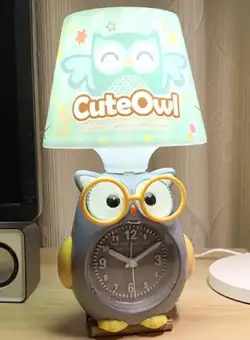 Veioza cu ceas in forma de bufniță, 13x26 cm