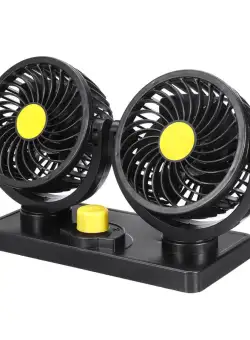 Ventilator Auto Dublu, 10W, 2 Trepte de Viteza, Rotire 360°, Silentios