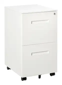 Vinsetto Dulap Sertare Birou Mobil, Organizator Documente cu Blocare, Oțel, 39x48x67cm, Alb | Aosom Romania