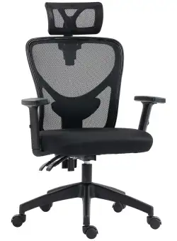 Vinsetto Scaun de Birou cu Inaltime Reglabila si Pivotant, Scaun Ergonomic cu Suport Lombar si Tetiera, 66x61x106-116cm Negru