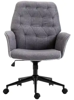 Vinsetto Scaun de Birou Ergonomic Capitonat Înălțime Reglabilă Cotiere Tesatura Efect In 66x69x89.5-97cm Gri Închis | Aosom Romania