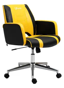 Vinsetto Scaun de Birou Ergonomic Pivotant cu Înălțime Reglabilă Confortabil Negru și Galben 55x64x87,5-97cm | Aosom Romania