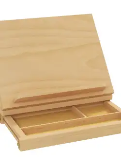 Vinsetto Sevalet pentru Pictura Pliabil din Lemn de Fag cu Inclinare Reglabila si Sertar cu rafturi, 33,5x26x26 cm, culoare Lemn natur