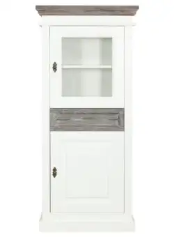 Vitrina Cu 2 Usi Si 1 Sertar Cabana Alb Si Gri, 66.3 Cm