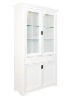 Vitrina Cu 4 Usi Si 2 Sertare Verona Bianco Alb, 112 Cm