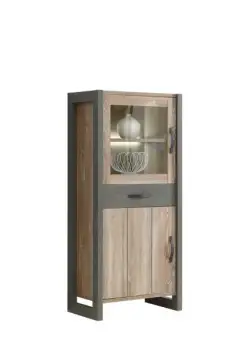 Vitrina Norvina Gri Inchis Si Pin Picea, 68 Cm