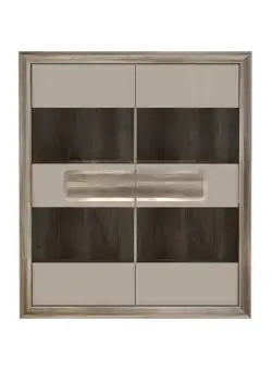 Vitrina Tiziano Cu 2 Usi, Stejar Antic Si Bej, 133.7 Cm