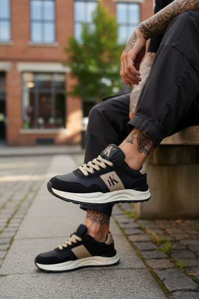 Adidasi barbati casual  negru cu alb A2571 N15-5