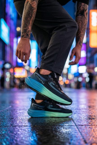 Adidasi barbati sport negri cu verde  2532 N14-5