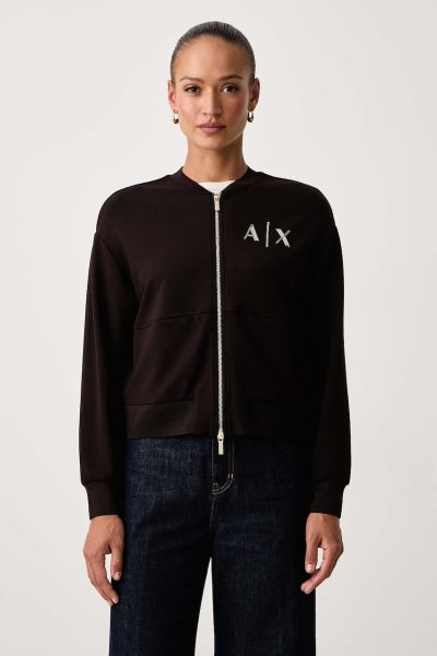 Armani Exchange  hanorac cu fermoar pentru femei cu vâscoză