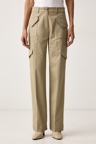 BOSS Orange  pantaloni straight pentru femei din bumbac cu elastan C_Tastraight