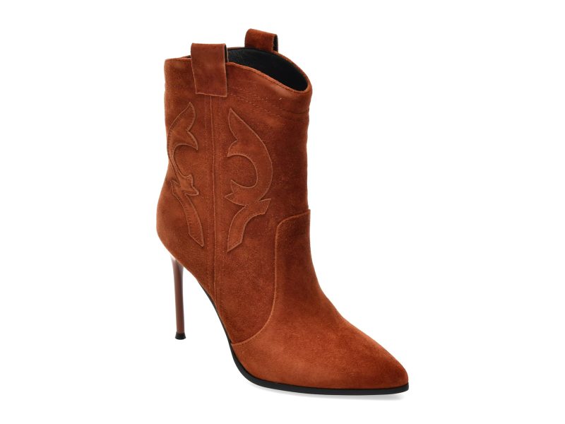 Botine elegante EPICA maro, AY2779, din piele intoarsa