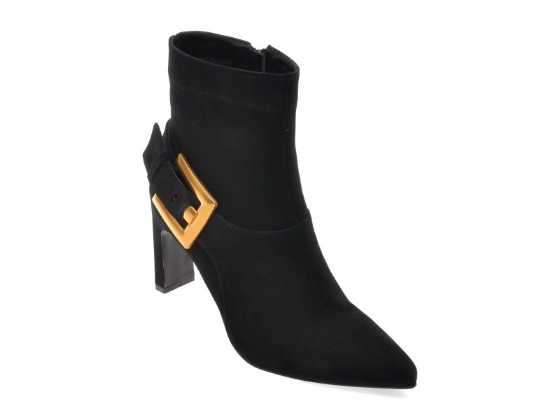 Botine elegante EPICA negre, 274087, din piele intoarsa