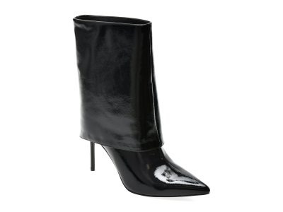 Botine elegante EPICA negre, 5S01F, din piele naturala lacuita