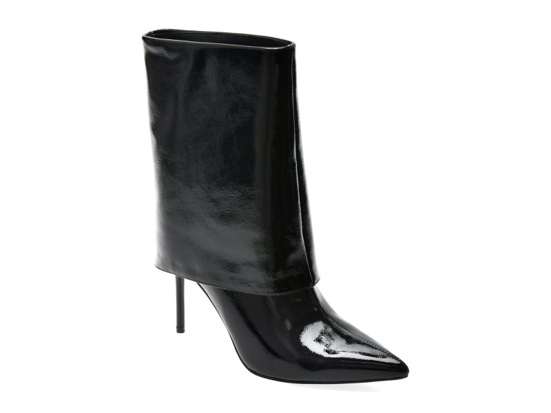 Botine elegante EPICA negre, 5S01F, din piele naturala lacuita