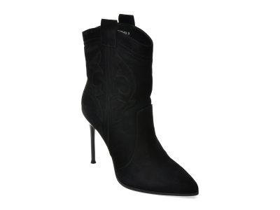 Botine elegante EPICA negre, AY2779, din piele intoarsa