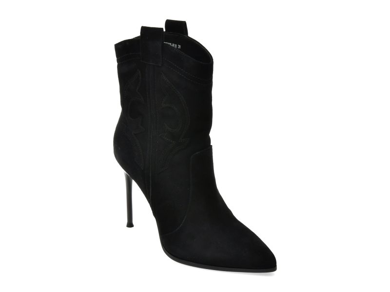 Botine elegante EPICA negre, AY2779, din piele intoarsa
