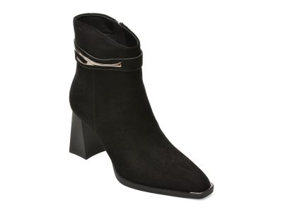 Botine elegante EPICA negre, D418, din piele intoarsa