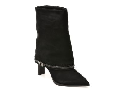 Botine elegante EPICA negre, M1212B, din piele intoarsa