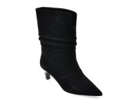 Botine elegante IMAGE negre, 9A737, din piele intoarsa
