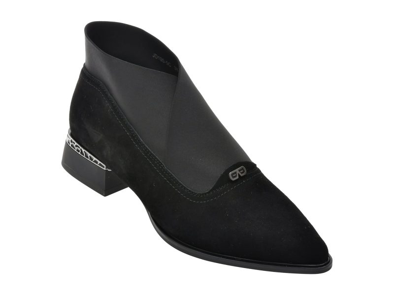Botine EPICA negre, 1905, din material textil si piele naturala