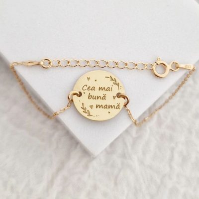 Bratara Cea mai buna mama - Argint 925 placat cu Aur Galben 18K, cu lantisor