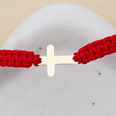 Bratara Cruciulita - Aur Galben 9K - snur impletit reglabil
