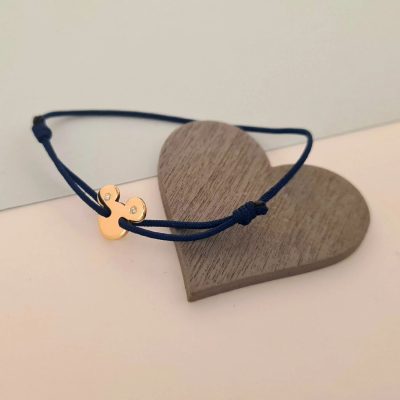 Bratara cu 2 Diamante naturale - Model Soricel - Aur Galben 14K si snur reglabil