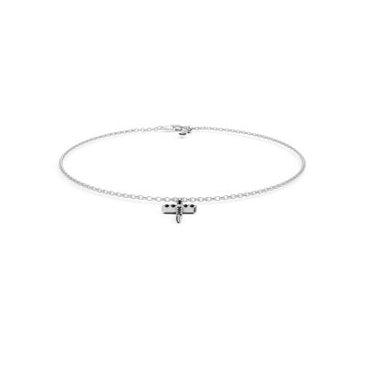 Bratara cu cruce din aur alb cu diamant incolor de 0.01ct si diamante negre de 0.1ct