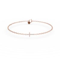 Bratara cu cruce din aur roz cu diamante de 0.05ct