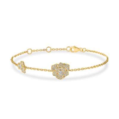 Bratara cu pandantiv floare din aur galben si diamante de 0.3ct