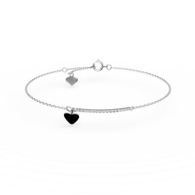 Bratara cu pandantiv inima din aur alb cu diamante de 0.07ct