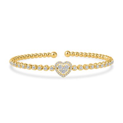 Bratara cu pandantiv inima din aur galben cu diamante de 0.9ct