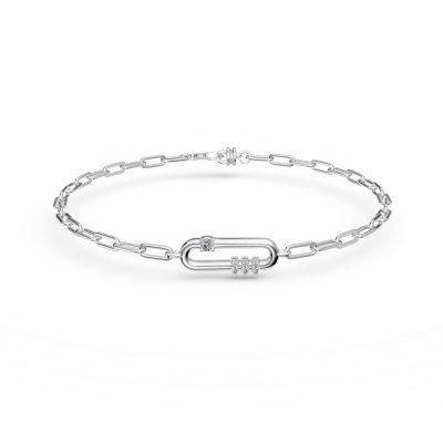 Bratara cu pandantiv oval din aur alb cu diamante de 0.07ct