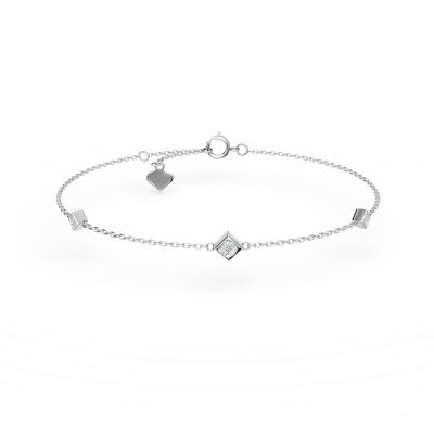 Bratara cu pandantive geometrice din aur alb cu diamante de 0.09ct