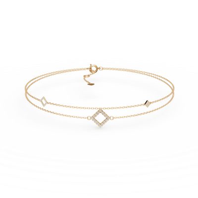 Bratara cu pandantive geometrice din aur galben cu diamante de 0.1ct