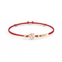 Bratara cu snur flori de tei din aur galben cu diamant de 0.01ct pentru copii
