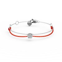Bratara cu snur rosu si aur alb cu diamante de 0.1ct