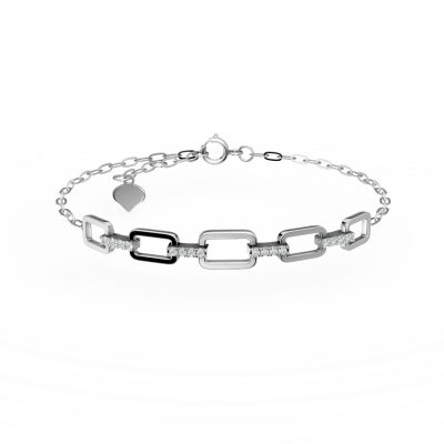 Bratara cu zale din aur alb cu diamante de 0.09ct