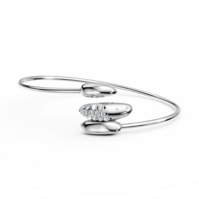 Bratara deschisa din aur alb cu diamante de 0.3ct