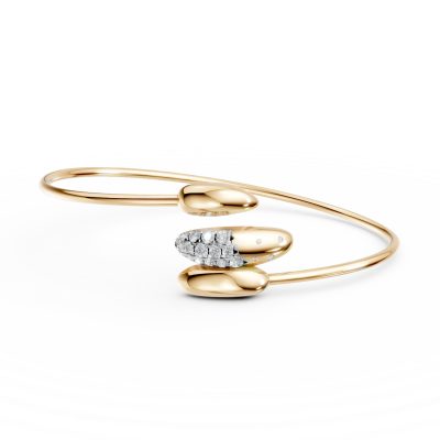 Bratara deschisa din aur galben cu diamante de 0.3ct