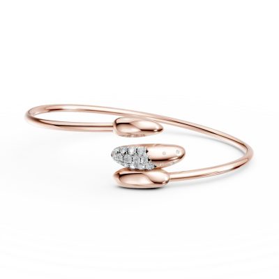 Bratara deschisa din aur roz cu diamante de 0.3ct