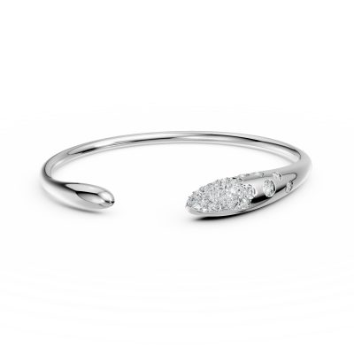 Bratara deschisa minimalista din aur alb cu diamante de 0.5ct
