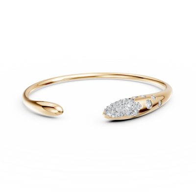 Bratara deschisa minimalista din aur galben cu diamante de 0.5ct