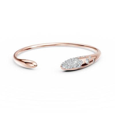 Bratara deschisa minimalista din aur roz cu diamante de 0.5ct