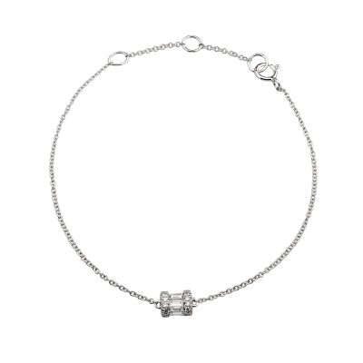 Bratara din aur alb cu diamante baguette si rotunde de 0.233ct