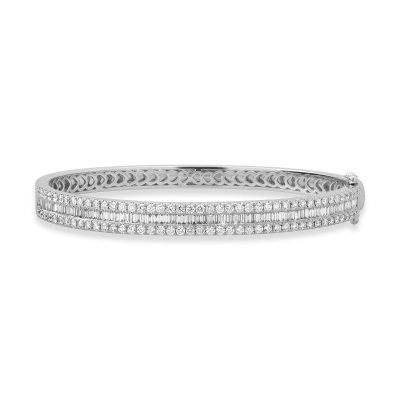 Bratara din aur alb cu diamante baguette si rotunde de 2.67ct