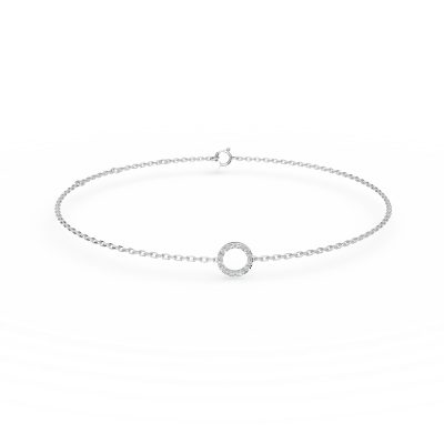 Bratara din aur alb cu pandantiv cerc si diamante de 0.1ct