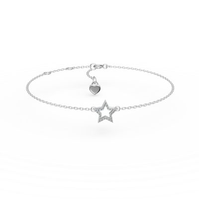 Bratara din aur alb cu pandantiv stea si diamante de 0.05ct